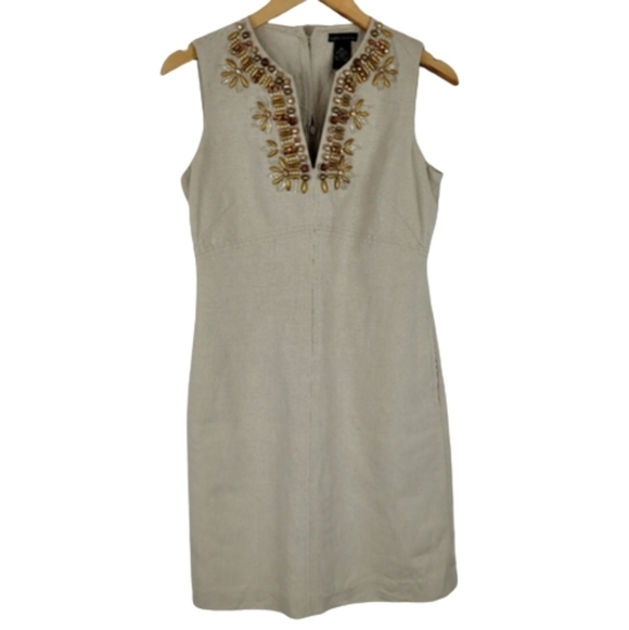 Moda International Dresses & Skirts - Moda international linen beaded vneck dress